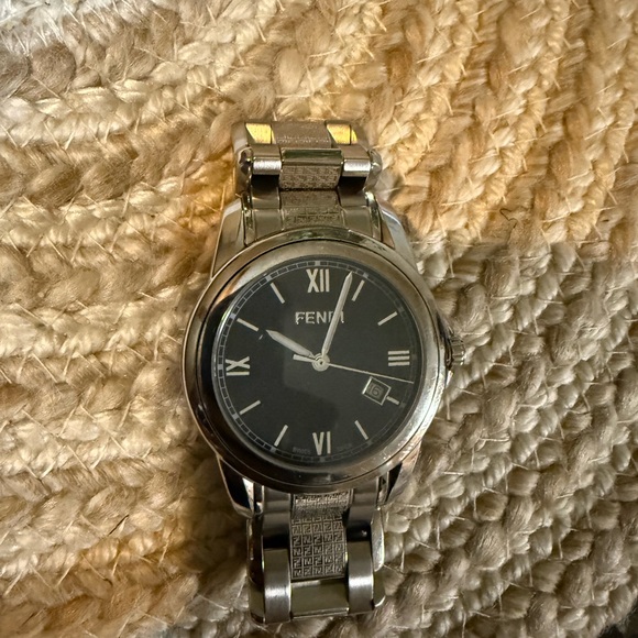 Fendi Black and Silver Timepiece